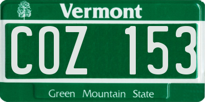 VT license plate COZ153