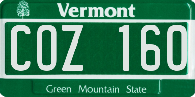 VT license plate COZ160