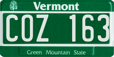 VT license plate COZ163