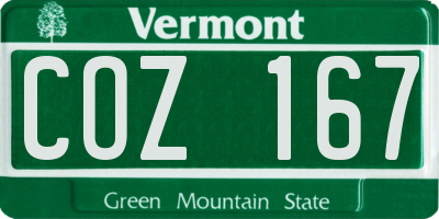 VT license plate COZ167