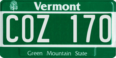 VT license plate COZ170