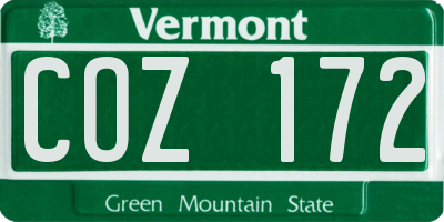 VT license plate COZ172