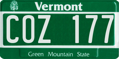 VT license plate COZ177