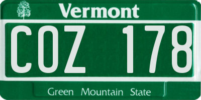 VT license plate COZ178