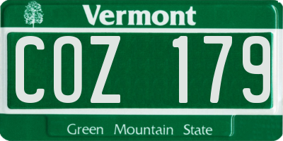 VT license plate COZ179