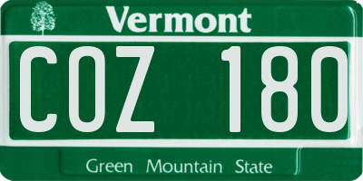 VT license plate COZ180