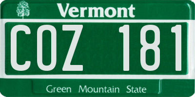 VT license plate COZ181
