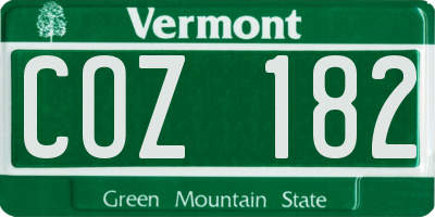 VT license plate COZ182