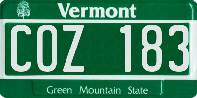 VT license plate COZ183