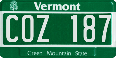 VT license plate COZ187