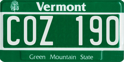 VT license plate COZ190