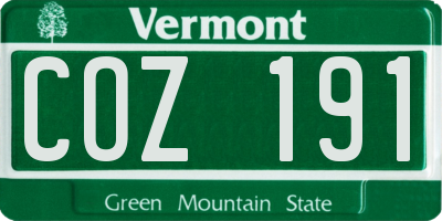 VT license plate COZ191
