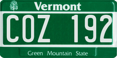 VT license plate COZ192