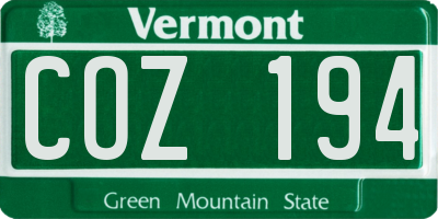 VT license plate COZ194