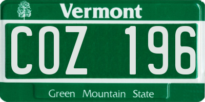 VT license plate COZ196