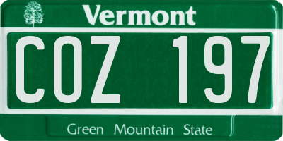 VT license plate COZ197