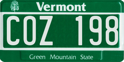 VT license plate COZ198