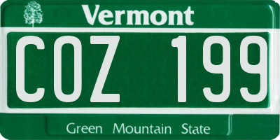 VT license plate COZ199