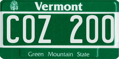 VT license plate COZ200