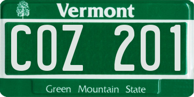 VT license plate COZ201