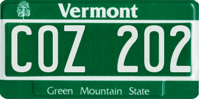 VT license plate COZ202
