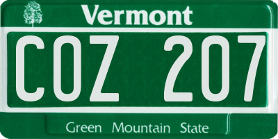 VT license plate COZ207