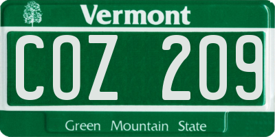 VT license plate COZ209