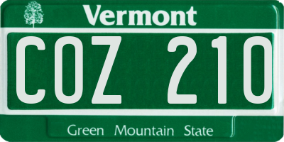 VT license plate COZ210