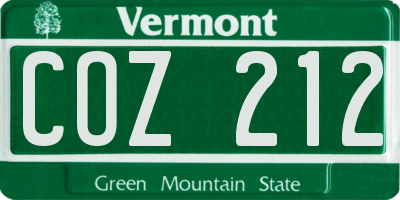 VT license plate COZ212
