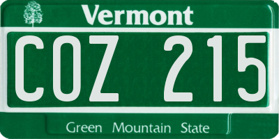 VT license plate COZ215