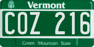VT license plate COZ216