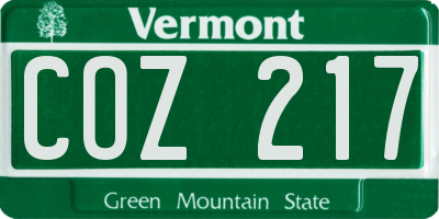 VT license plate COZ217