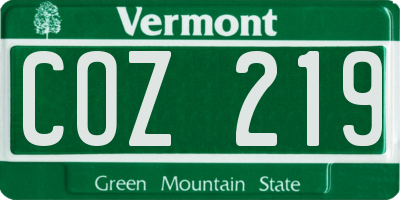 VT license plate COZ219