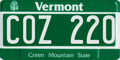 VT license plate COZ220
