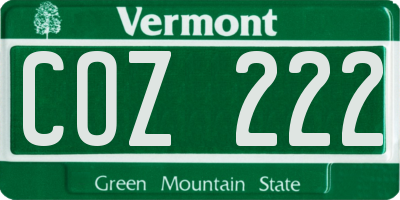 VT license plate COZ222