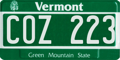 VT license plate COZ223