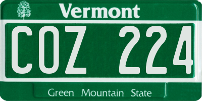 VT license plate COZ224