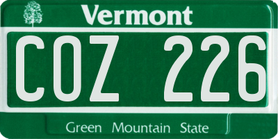 VT license plate COZ226