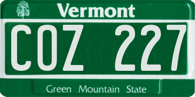 VT license plate COZ227