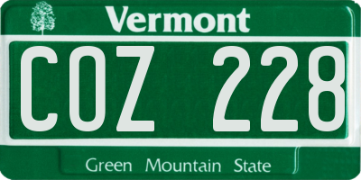 VT license plate COZ228
