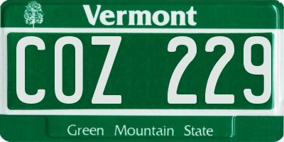 VT license plate COZ229