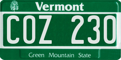 VT license plate COZ230