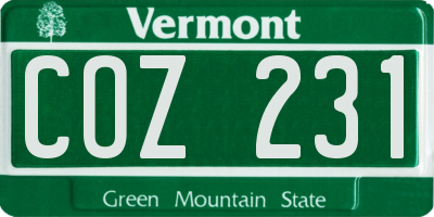 VT license plate COZ231