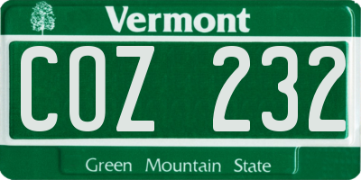 VT license plate COZ232