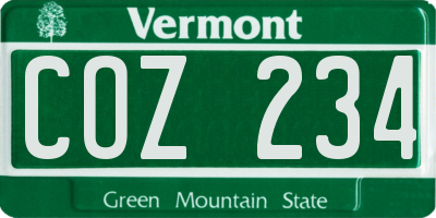 VT license plate COZ234