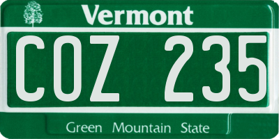 VT license plate COZ235