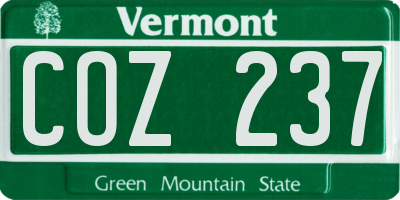 VT license plate COZ237