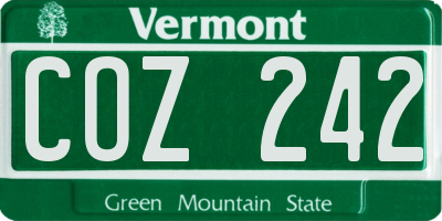 VT license plate COZ242