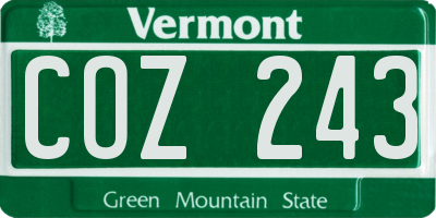 VT license plate COZ243