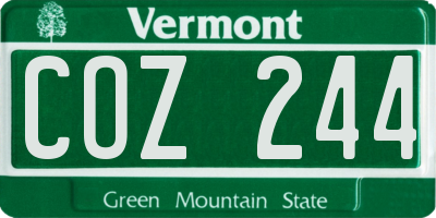 VT license plate COZ244